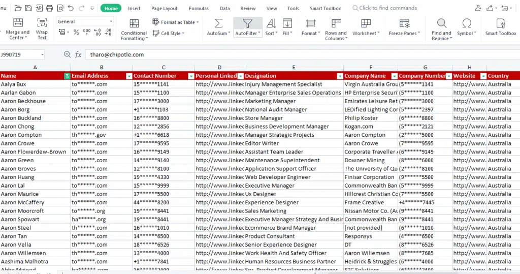 Australia Business email database
