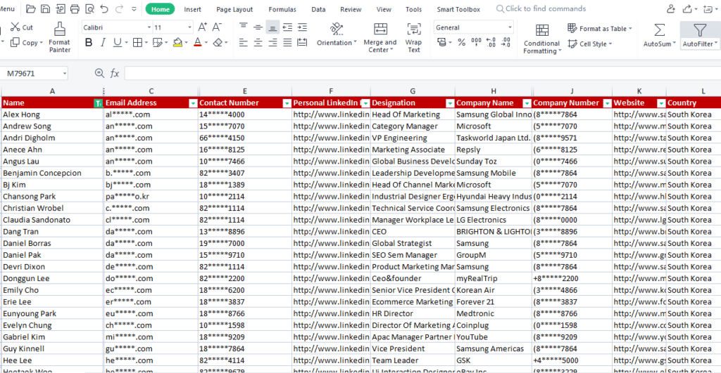 South Korea Sample Database