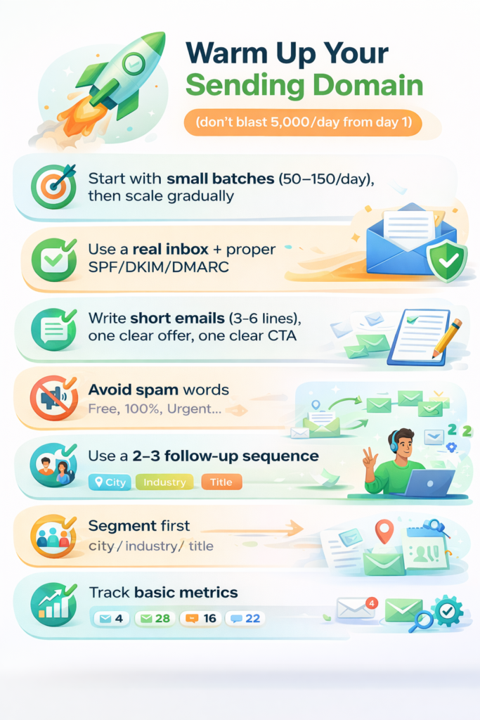 Emailproleads cold email domain warm-up checklist for better deliverability and replies