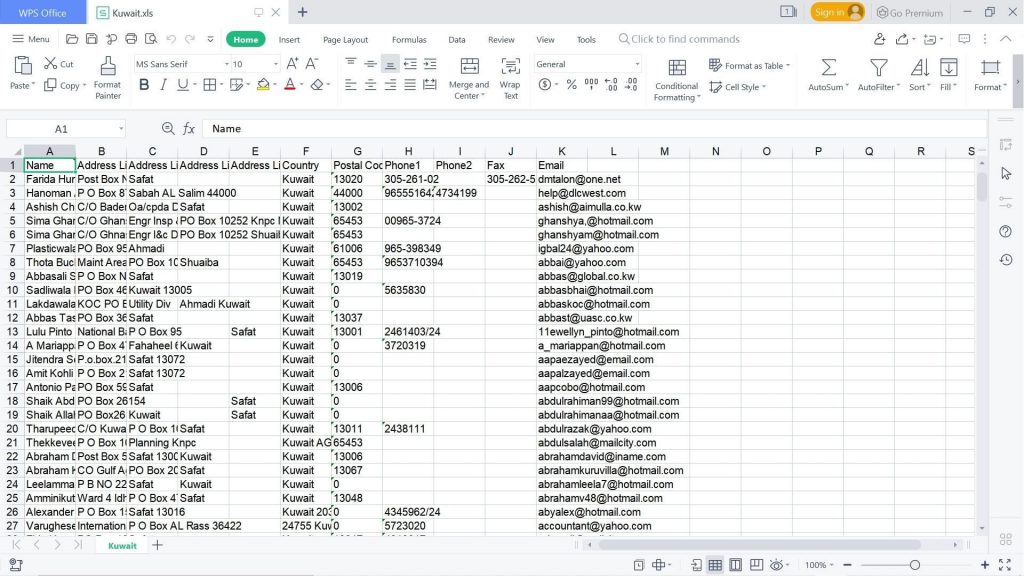 Kuwait Email Database