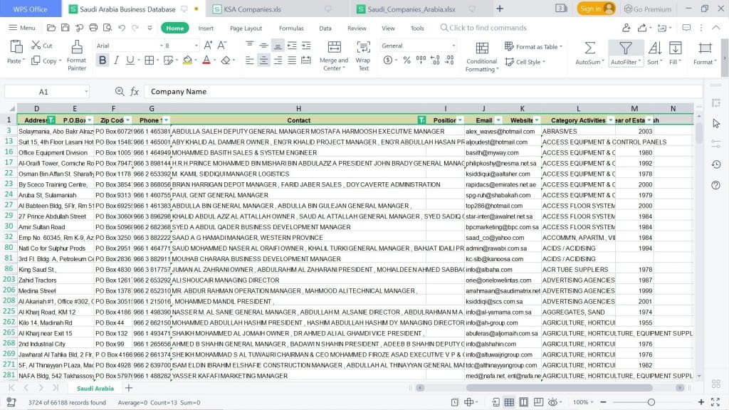 SAUDI ARABIA EMAIL Lists