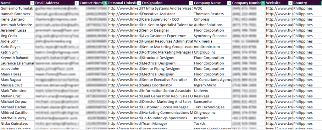 Sample Leads Philippines