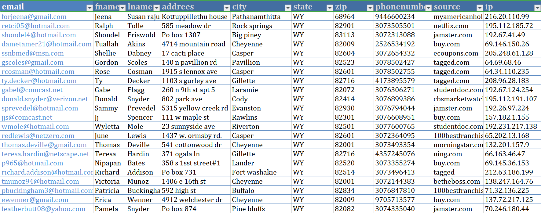 USA CONSUMER DATABASE