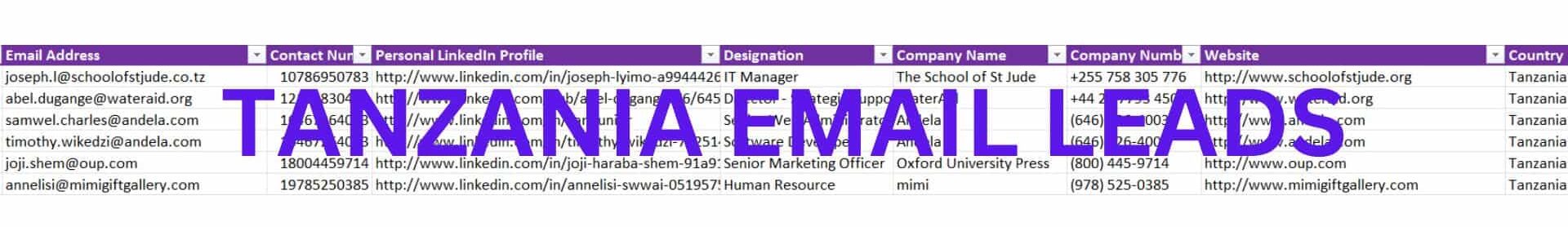 TANZANIA EMAIL LEADS