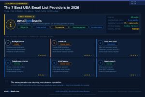 Comparison chart ranking the 7 best USA email list providers by security and storage