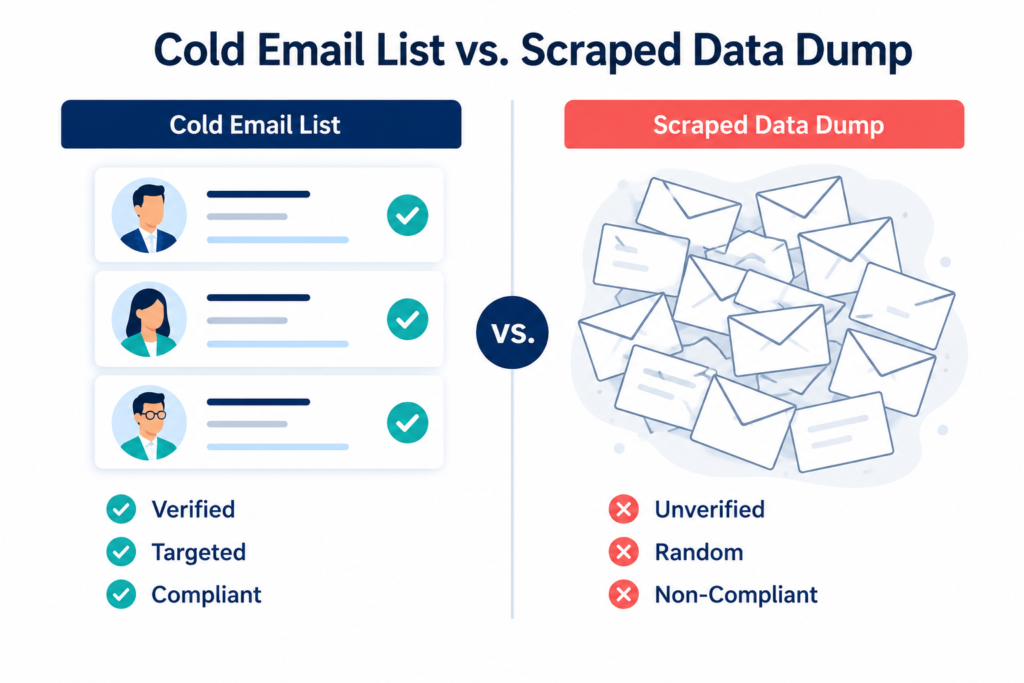 What Counts As A Cold Email List? Comparison of cold email list vs scraped data